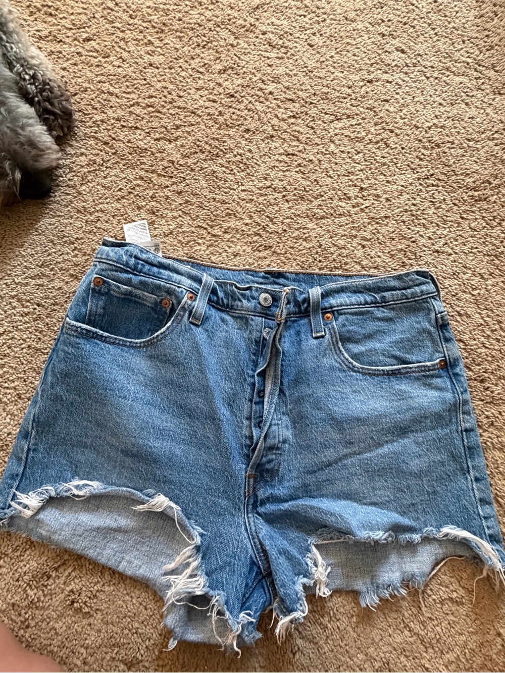 Levi's Light Blue Distressed High-Rise 501 Jean Shorts